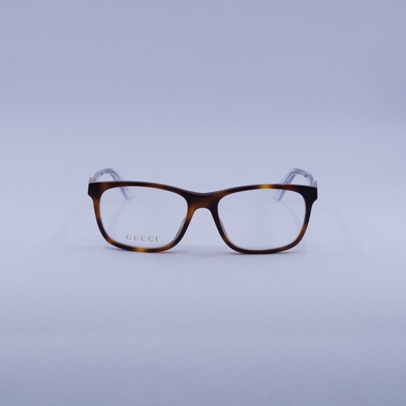 Gucci GG0490O 003 Eyeglasses Havana/Transparent 53mm Rectangle Frame - Picture 2 of 11